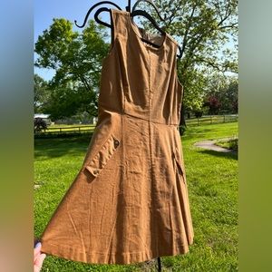 Corduroy style A-line dress zipper back.